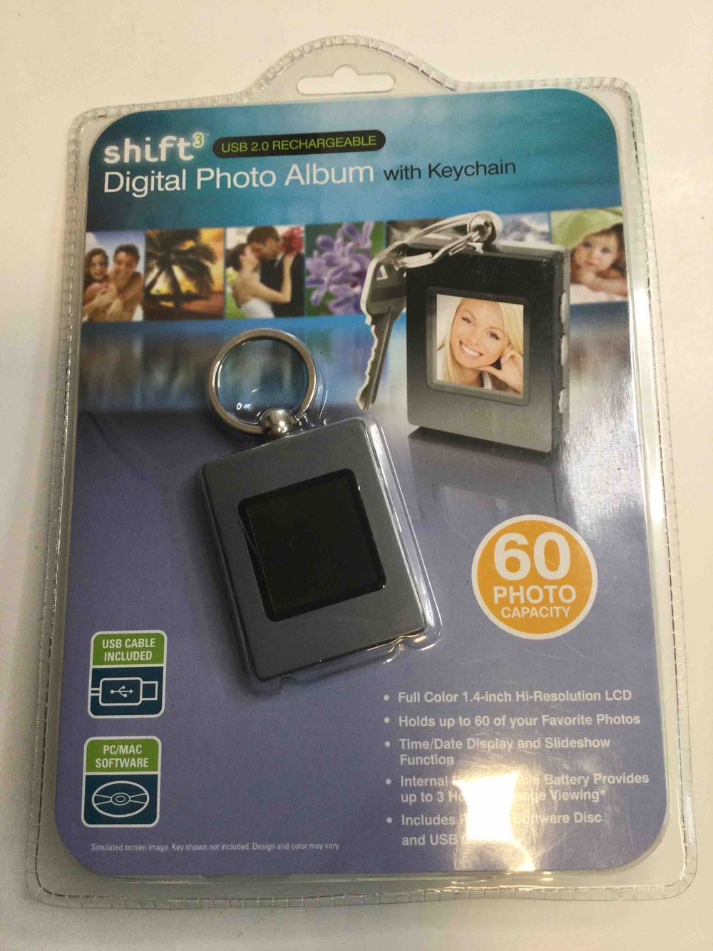 Gray Digital Photo Album Keychain - 60 Photo Capacity